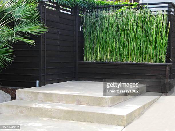 patio bamboo japanese - wall building feature stock pictures, royalty-free photos & images