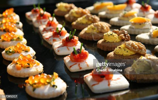 elegant appetizer - canape stock pictures, royalty-free photos & images