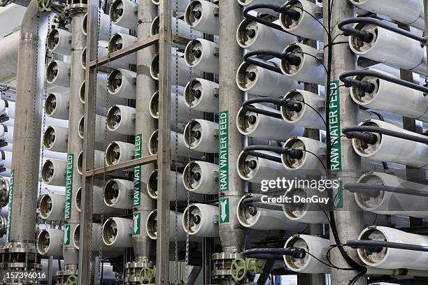 detail of filtering system in reverse osmosis water purification plant - reverse osmosis stock pictures, royalty-free photos & images