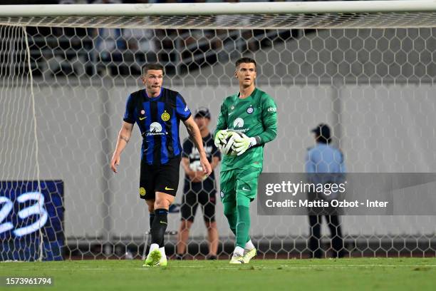 Filip Stankovic of Inter during the pre-season friendly match between FC Internazionale and Al-Nassr at Yanmar Stadium Nagai on July 27, 2023 in...