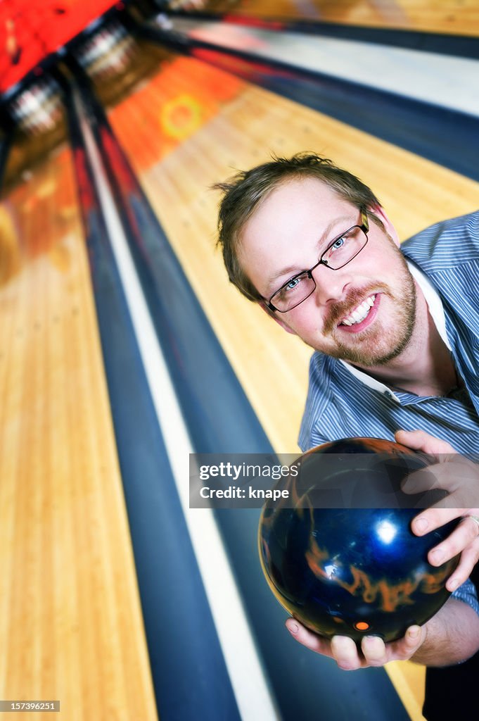 Man in bowling alley