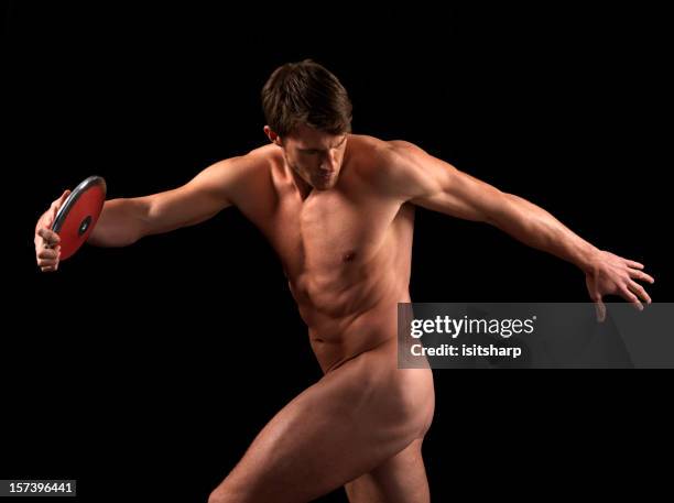 mâle athlète - discus photos et images de collection