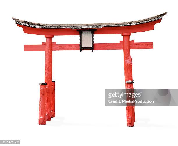 torii gate (clipping path - torii tor stock-fotos und bilder