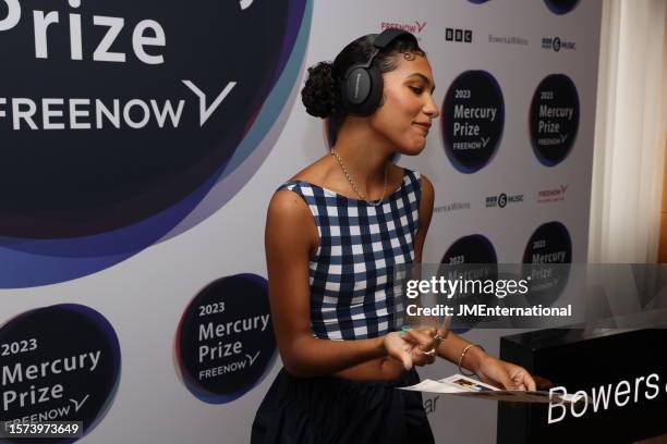 Olivia Dean attends the 2023 Mercury Prize Launch photocall at the Langham Hotel on July 27, 2023 in London, England.