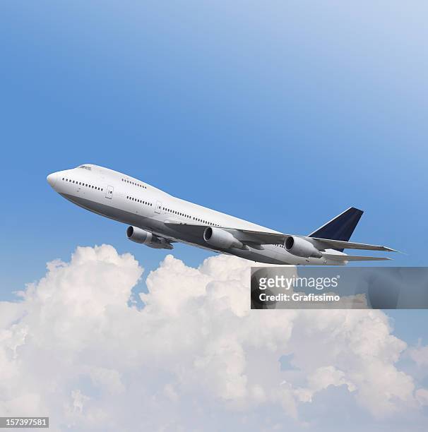 big airplane boeing 747 in the air - 747 stock pictures, royalty-free photos & images