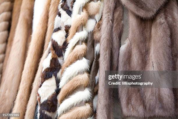 vintage fur coats - coat hanging stock pictures, royalty-free photos & images