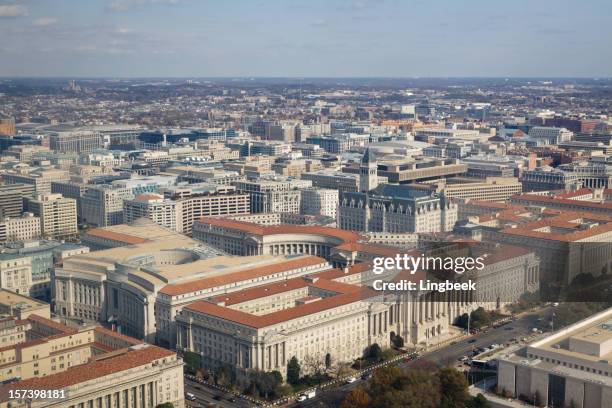 aerial view of washington dc - federal building stock pictures, royalty-free photos & images