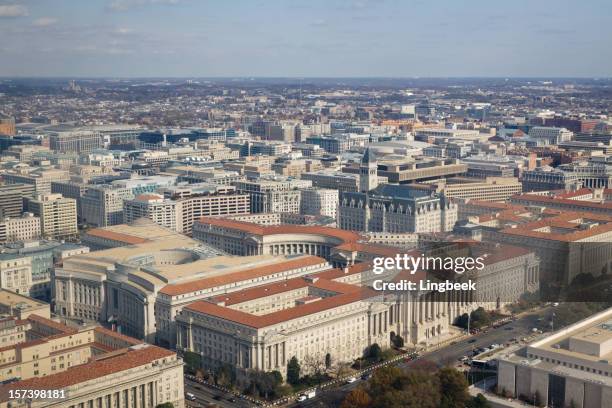 aerial view of washington dc - washington dc street stock pictures, royalty-free photos & images