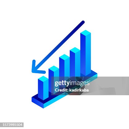 Vector Illustration of Decrease Isometric Icon and Three Dimensional Design. Vector Illustration of Decrease Isometric Icon and Three Dimensional Design.