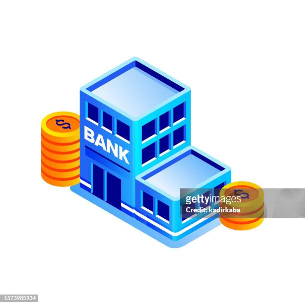 ilustrações, clipart, desenhos animados e ícones de ilustração vetorial do ícone isométrico bancário e design tridimensional. - client roi