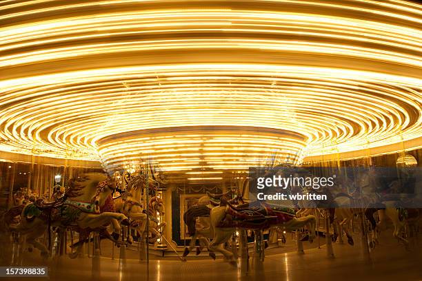 old-fashioned carousel or merry-go-round - carousel horse stock pictures, royalty-free photos & images