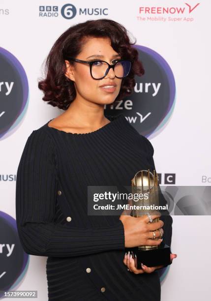 Raye attends the 2023 Mercury Prize Launch photocall at the Langham Hotel on July 27, 2023 in London, England.