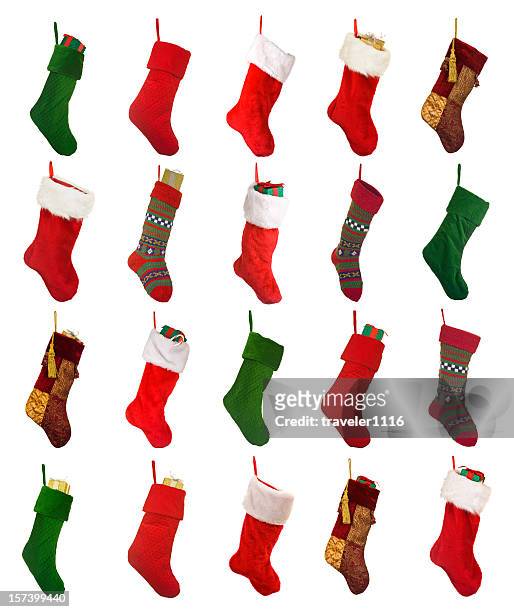 weihnachtsbaum isoliert - christmas stockings stock-fotos und bilder