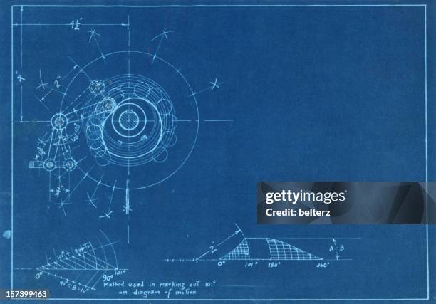 machine parts - blueprint stockfoto's en -beelden