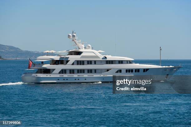 luxury yacht near monaco - motorjacht stockfoto's en -beelden
