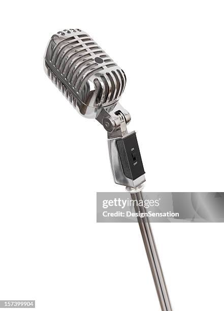 retro microphone (+clipping path, xxl) - microphone white background stockfoto's en -beelden