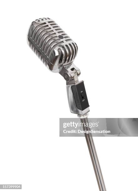 retro microphone (+clipping path, xxl) - old fashioned microphone stock pictures, royalty-free photos & images