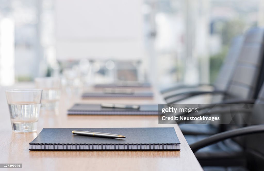 Closeup of notepads kept on table