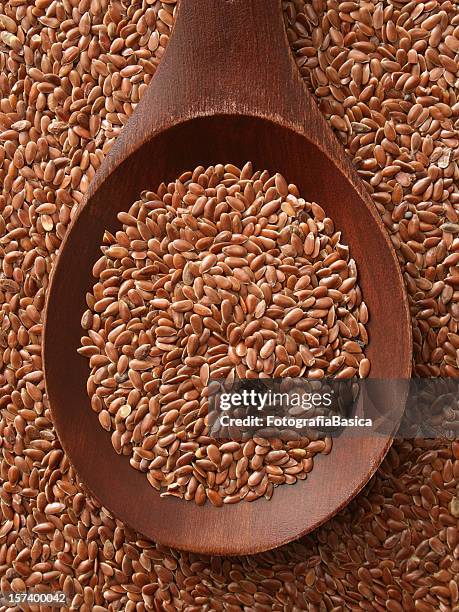 brown flax seeds - flax seed stock pictures, royalty-free photos & images