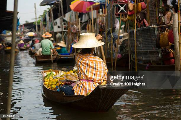 tailândia mercado flutuante - bangkok imagens e fotografias de stock