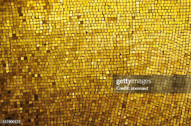 golden mosaic - gold leaf stock pictures, royalty-free photos & images