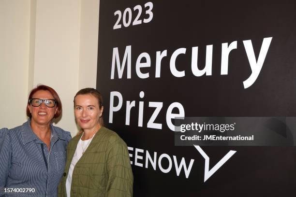 President of EMI Records Rebecca Allen and Co-President of EMI Records Jo Charrington attend the 2023 Mercury Prize Launch photocall at the Langham...