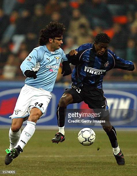 Fernando Couto of Lazio and Mohammad Kallon of Inter Milan in action during the Serie A match between Inter Milan and Lazio, played at the Giuseppe...