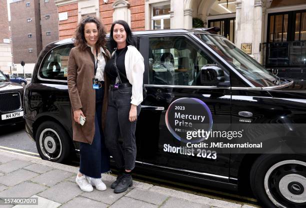 Michelle De Matt and Millie Baker attend the 2023 Mercury Prize Launch photocall at the Langham Hotel on July 27, 2023 in London, England.