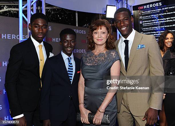 Actors Kwame Boateng, Kwesi Boakye, presenter Susan Sarandon, and actor Kofi Siriboe attend the CNN Heroes: An All Star Tribute at The Shrine...