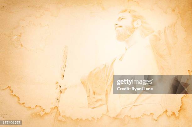 jesus savior portrait on grunge background with copy space - resurrection religion 個照片及圖片檔