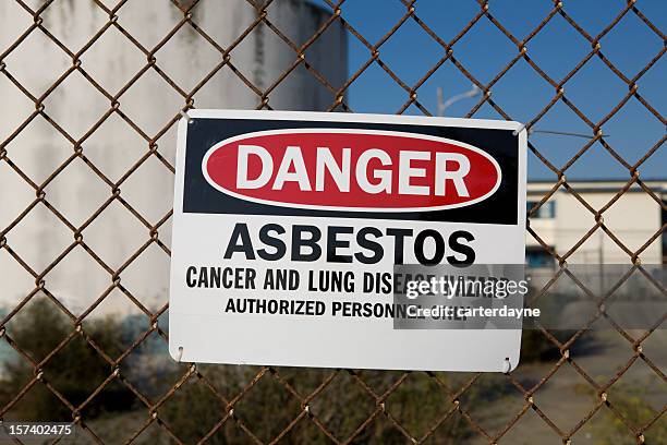 danger asbestos warning sign - asbest bildbanksfoton och bilder