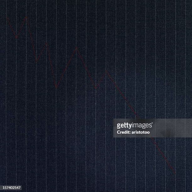 red line graph on pinstripe - pinstripe stock pictures, royalty-free photos & images