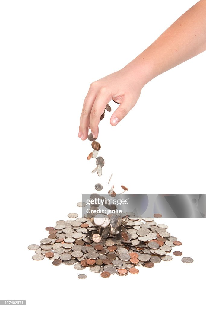 Hand dropping coins