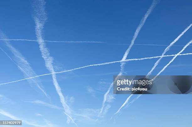 heaven - vapour trail stock pictures, royalty-free photos & images