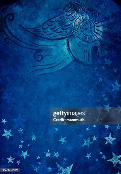 angel in blue starry background - religious background stock illustrations