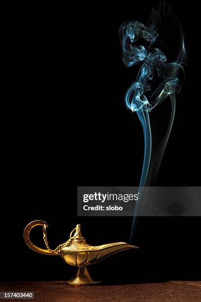 magic lamp and genie - djinn stockfoto's en -beelden