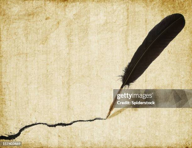 quill e linha ondulada - pena de escrever imagens e fotografias de stock