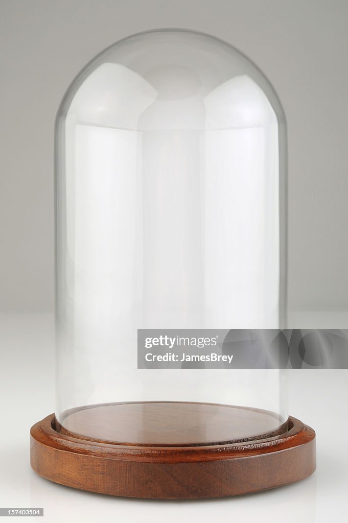 Empty Glass Dome Display Case, Dust Cover with Clipping Path