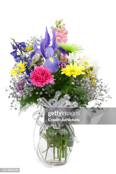 vase of flowers - gypsophila stock pictures, royalty-free photos & images