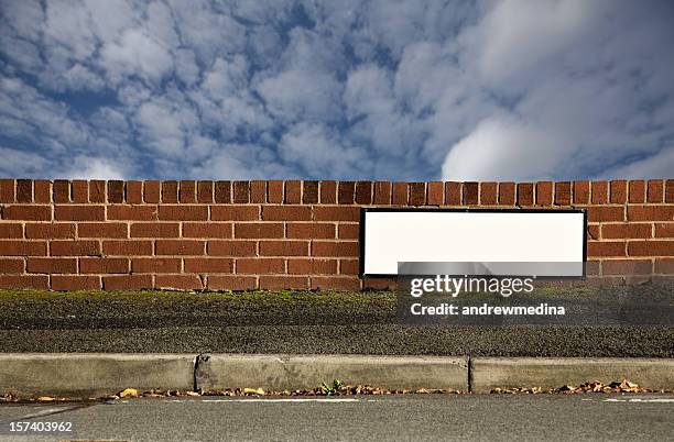 blank sign with space for name of your street.-more below - garden wall stock pictures, royalty-free photos & images