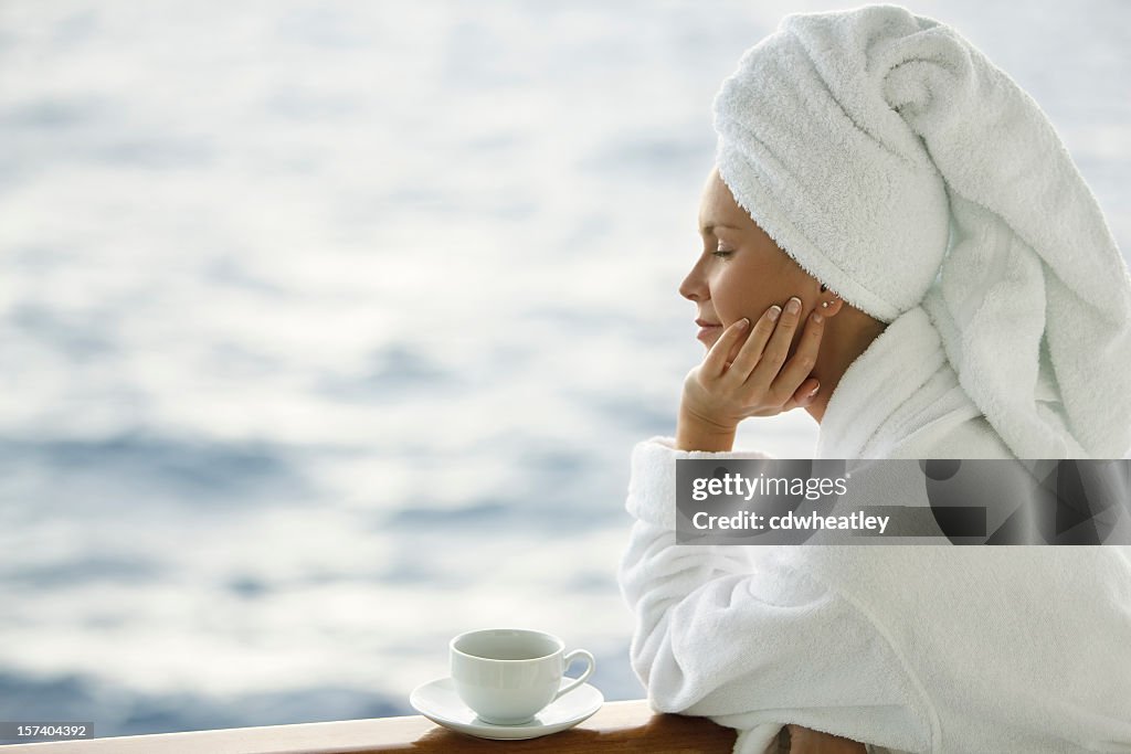 Woman In Robe With Coffee High-Res Stock Photo - Getty Images