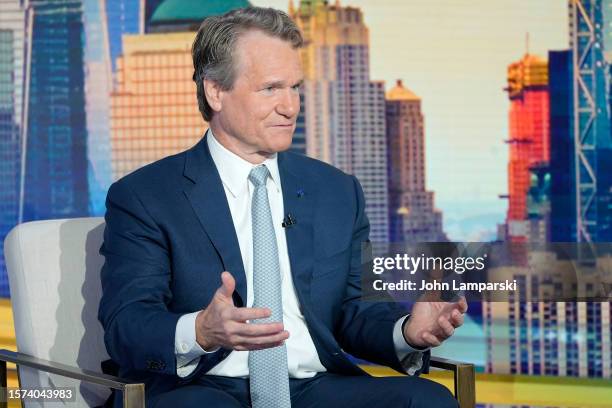 Chairman and CEO of Bank of America, Brian Moynihan speaks during "Mornings With Maria" at Fox Business Network Studios on July 27, 2023 in New York...