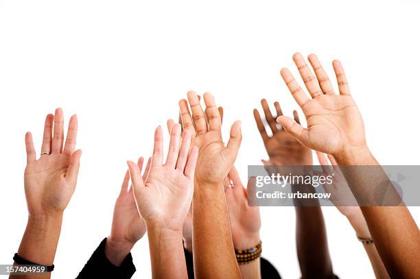 hands up - arms raised isolated stock pictures, royalty-free photos & images