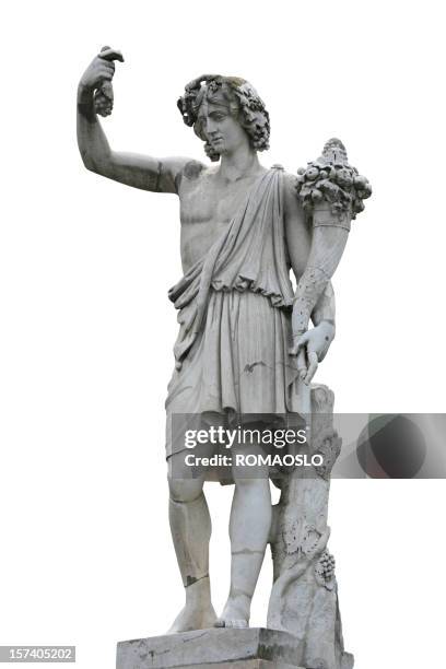 neo-classical skulptur eines jungen mannes mit füllhorn - ancient rome stock-fotos und bilder