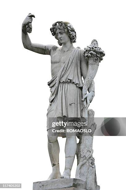 neo-classical sculpture of a young man with cornucopia - marble sculpture stock pictures, royalty-free photos & images