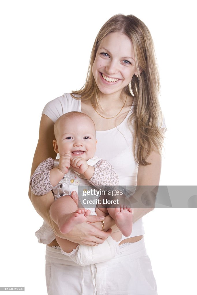 Happy mother with her smiling little daugther