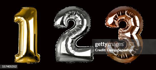 first, second and third place (+clipping paths, xxl) - number 2 balloon stock pictures, royalty-free photos & images