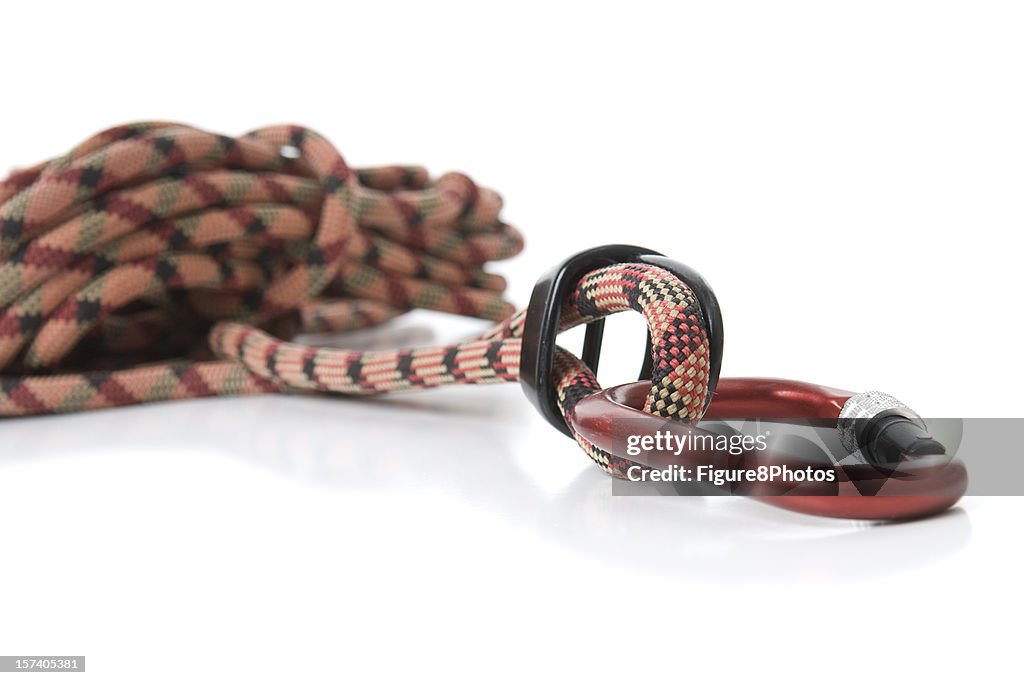 Karabiner und Seil zu klettern