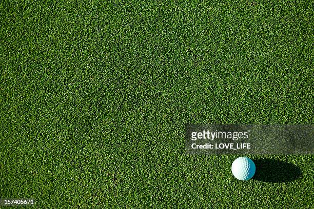 a white golf ball on pristine green grass - golf ball stock pictures, royalty-free photos & images