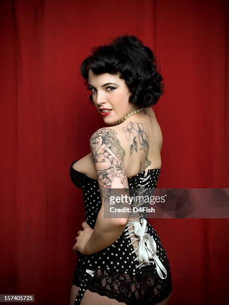 pin up model - pin up girl tattoo stock pictures, royalty-free photos & images